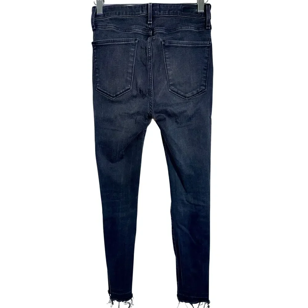 Abercrombie & Fitch Simone High Rise Ankle Black Distressed Skinny Jeans Size 24